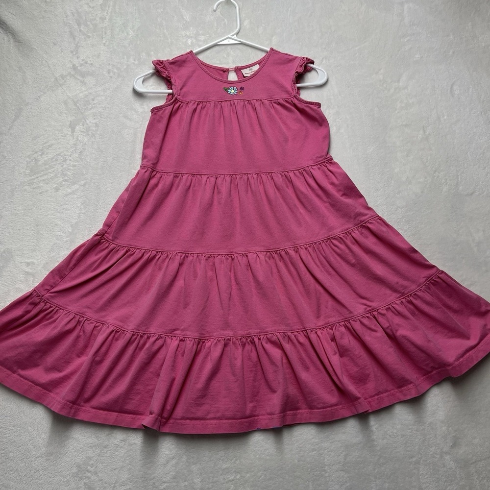 Hanna Andersson Tiered Floral‎ Dress Girls 8 Casual Cotton Natural